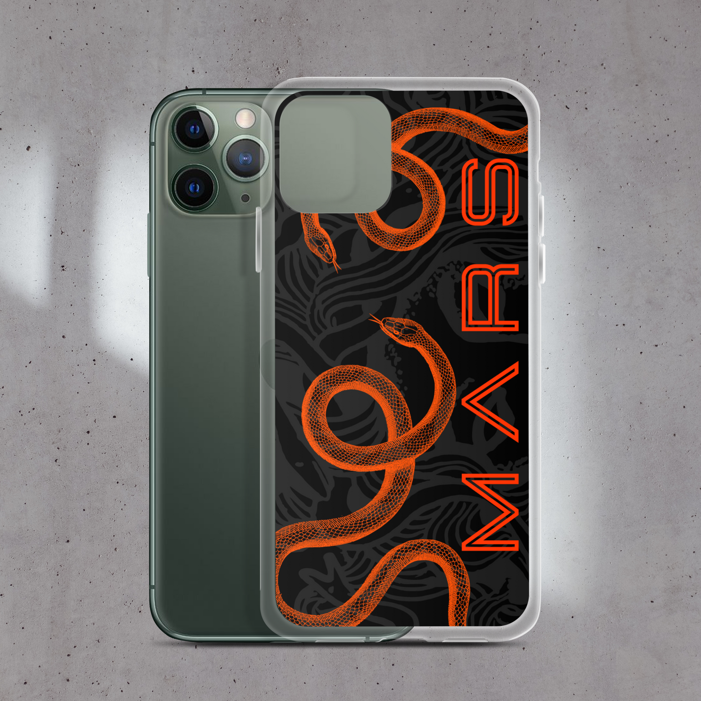 SNAKE MARS IPHONE CASE existe en 4 couleurs : orange, gris, noir ou blanc. iPhone 13 - iPhone 13 mini - iPhone 12 Pro Max - iPhone 12 Pro - iPhone 12 - iPhone 12 mini - iPhone 11 Pro Max - iPhone 11 Pro - iPhone 11 - iPhone XR - iPhone SE* - iPhone XS Max - iPhone X/XS - iPhone 7 Plus/8 Plus - iPhone 7/8 *La coque SE correspond au modèle d'iPhone SE de 2020. Coque iPhone serpent / orange fluo / coque serpent / snake case / snake iPhone case.