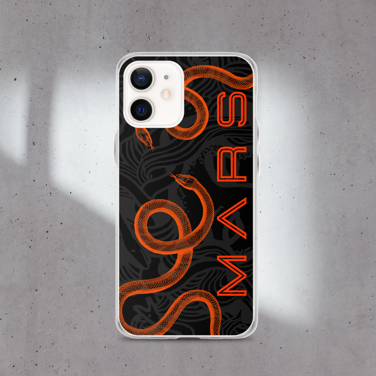 SNAKE MARS IPHONE CASE existe en 4 couleurs : orange, gris, noir ou blanc. iPhone 13 - iPhone 13 mini - iPhone 12 Pro Max - iPhone 12 Pro - iPhone 12 - iPhone 12 mini - iPhone 11 Pro Max - iPhone 11 Pro - iPhone 11 - iPhone XR - iPhone SE* - iPhone XS Max - iPhone X/XS - iPhone 7 Plus/8 Plus - iPhone 7/8 *La coque SE correspond au modèle d'iPhone SE de 2020. Coque iPhone serpent / orange fluo / coque serpent / snake case / snake iPhone case.