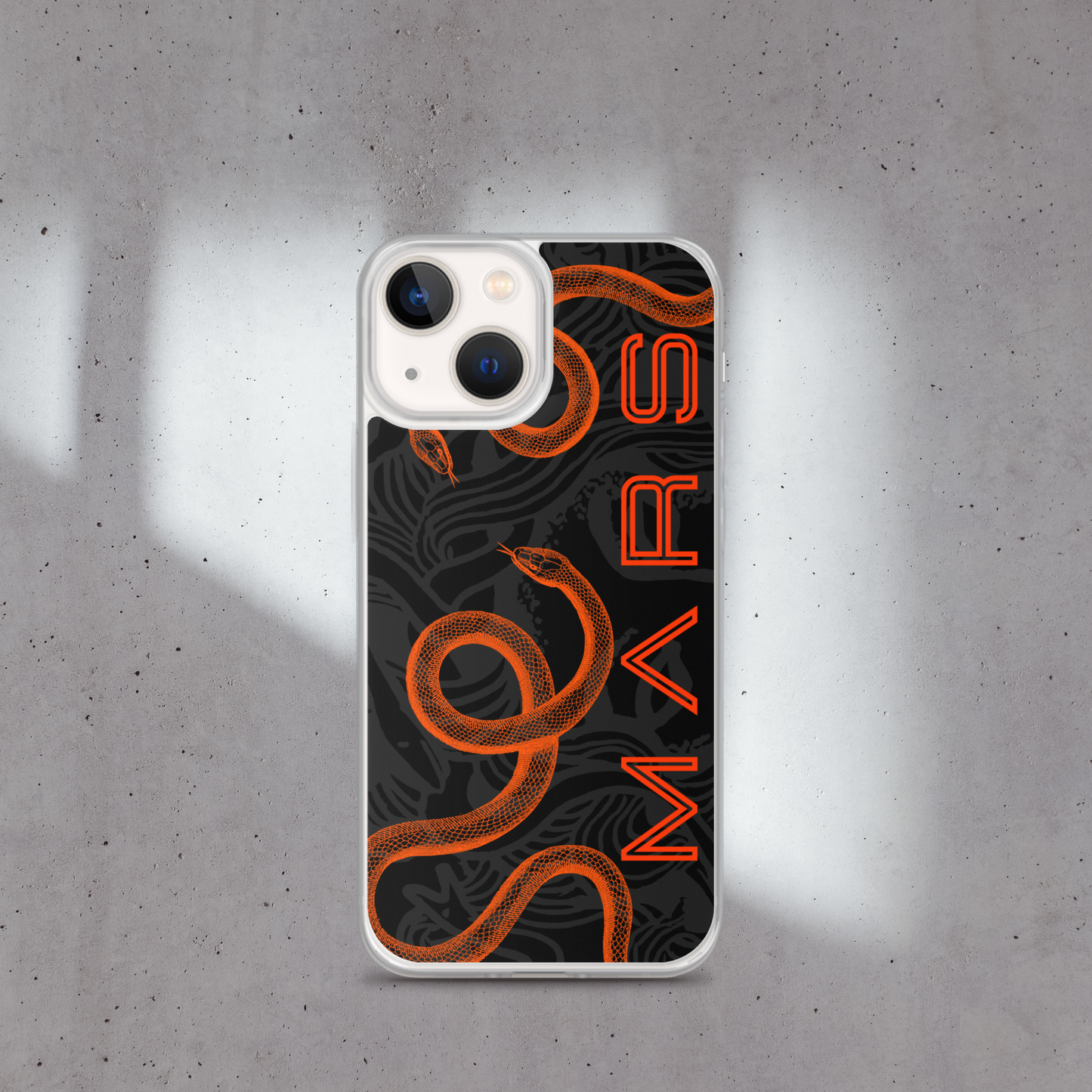 SNAKE MARS IPHONE CASE existe en 4 couleurs : orange, gris, noir ou blanc. iPhone 13 - iPhone 13 mini - iPhone 12 Pro Max - iPhone 12 Pro - iPhone 12 - iPhone 12 mini - iPhone 11 Pro Max - iPhone 11 Pro - iPhone 11 - iPhone XR - iPhone SE* - iPhone XS Max - iPhone X/XS - iPhone 7 Plus/8 Plus - iPhone 7/8 *La coque SE correspond au modèle d'iPhone SE de 2020. Coque iPhone serpent / orange fluo / coque serpent / snake case / snake iPhone case.
