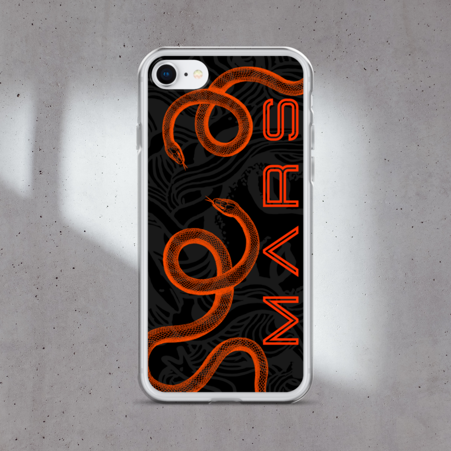 SNAKE MARS IPHONE CASE existe en 4 couleurs : orange, gris, noir ou blanc. iPhone 13 - iPhone 13 mini - iPhone 12 Pro Max - iPhone 12 Pro - iPhone 12 - iPhone 12 mini - iPhone 11 Pro Max - iPhone 11 Pro - iPhone 11 - iPhone XR - iPhone SE* - iPhone XS Max - iPhone X/XS - iPhone 7 Plus/8 Plus - iPhone 7/8 *La coque SE correspond au modèle d'iPhone SE de 2020. Coque iPhone serpent / orange fluo / coque serpent / snake case / snake iPhone case.